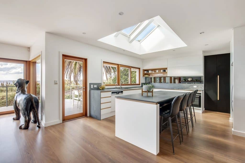 A kitchen renovation with an amazing view