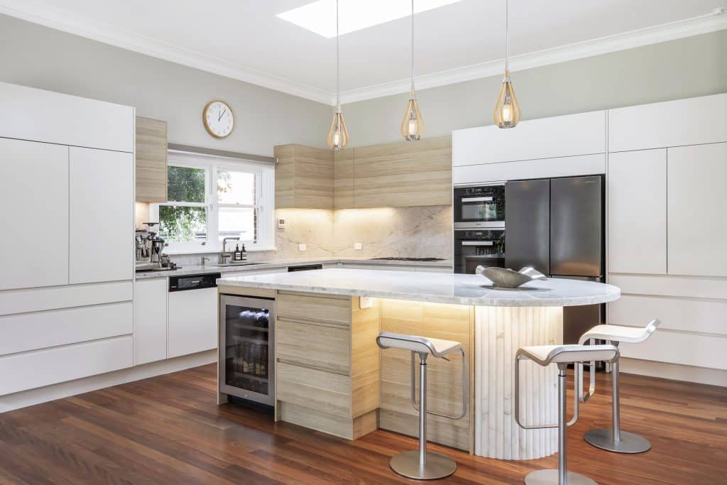 Modern kitchen renovation featuring the gorgeous kitchen island