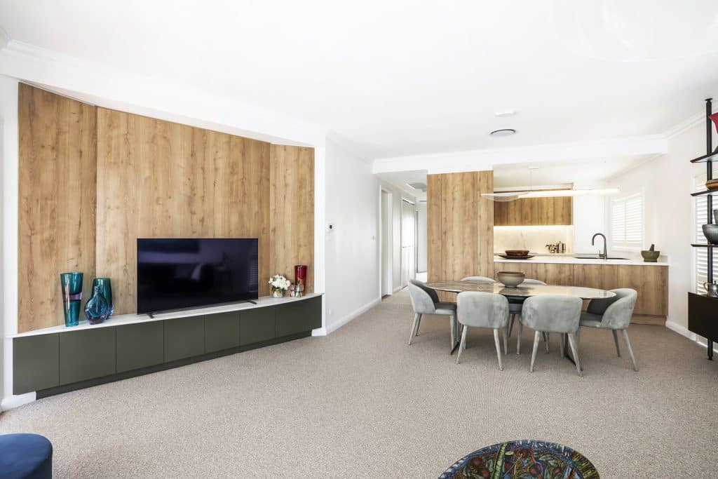 A gorgeous living space in muted tones