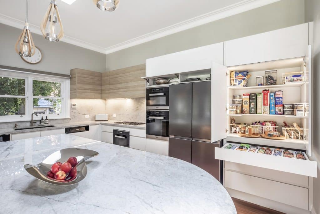 Well stocked modern kitchen renovation