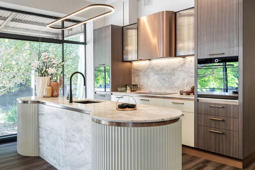 Two tone colouring used in this kitchen renovation