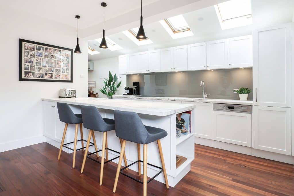 White kitchen renovation with plenty of storage space