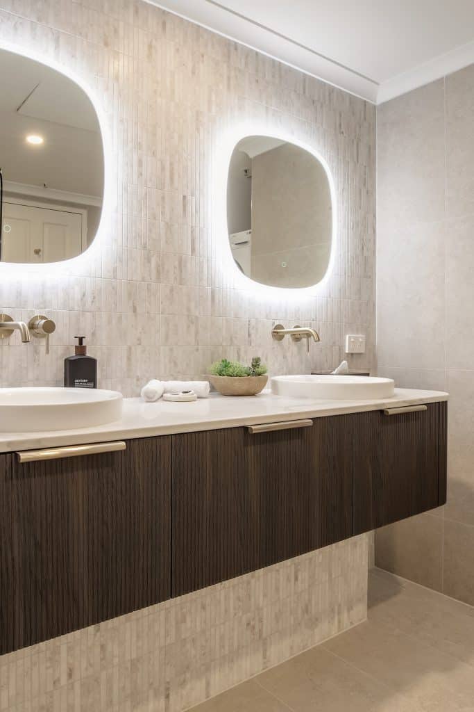 Subtle tiles in gorgeous bathroom renovation
