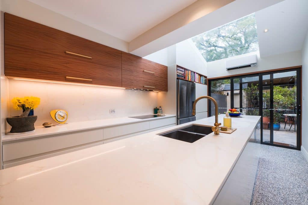 Stunning kitchen renovation with classy bronze tapware