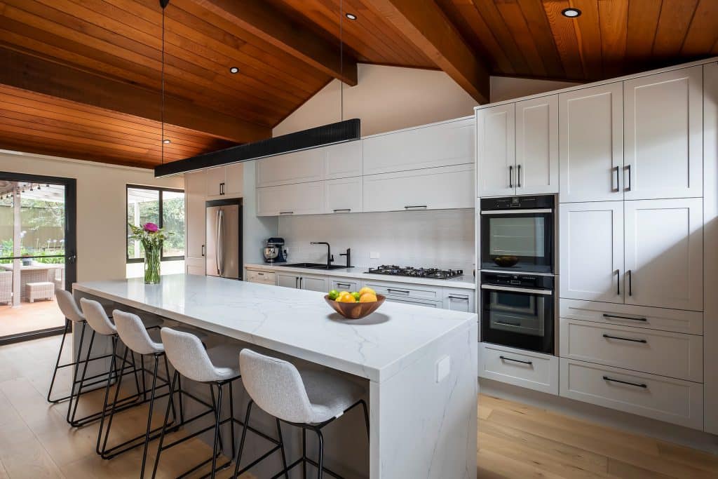 Beautiful kitchen renovation with wooden ceiling