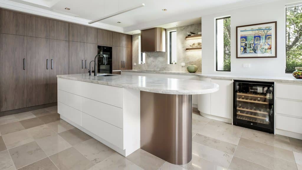 Interesting kitchen renovation with dark accents